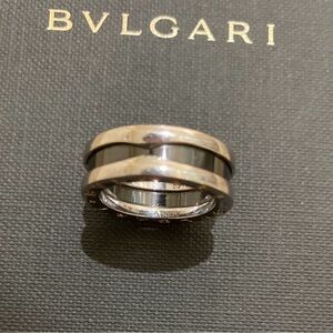 Bvlgari Black and Gold Drawstring Jewelry Pouch with Silver Ring Accent